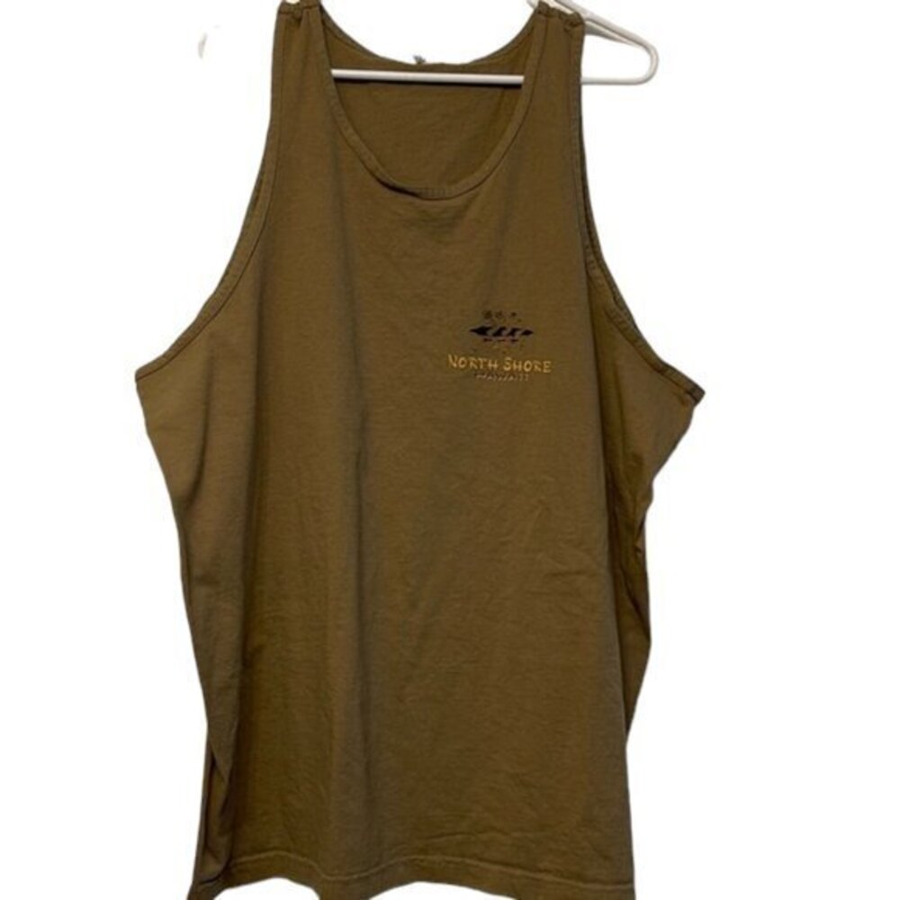 VTG Y2K North Shore Surf Tan 3 Guys Holding Surfboard Tank Top Size 2XL EUC